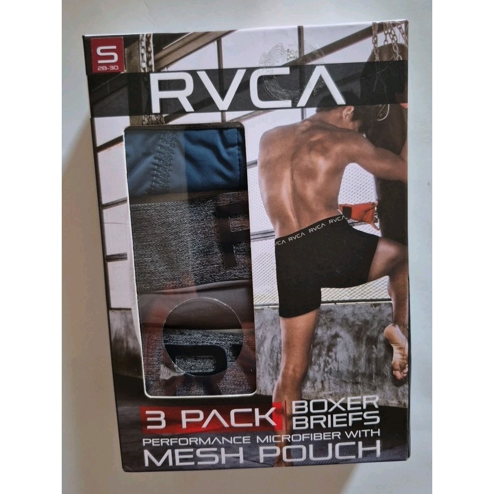 RVCA Men's Microfiber Boxer Briefs Size S (28-30) 3-Pack Stretch Flex Fit NIB